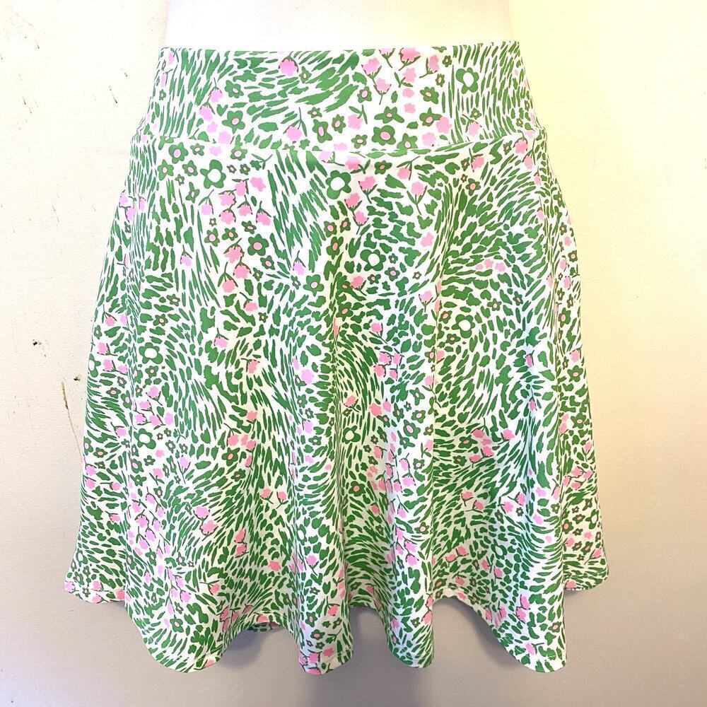 New Fabletics Women S Active Skirt Skort Jersey Flounce Skirt WhiteGreen Floral